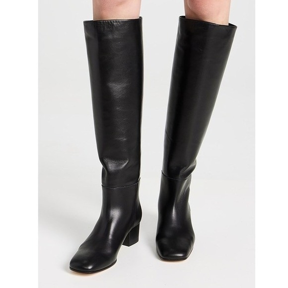 STAUD Shoes - STAUD Black Leather Over-the-Knee Block Heel Boots
